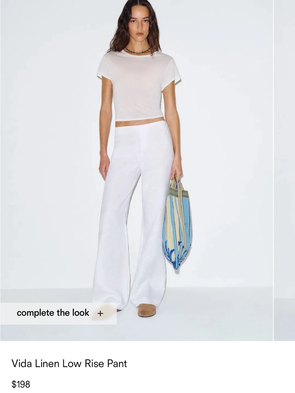Vida Linen Low Rise Pant - White